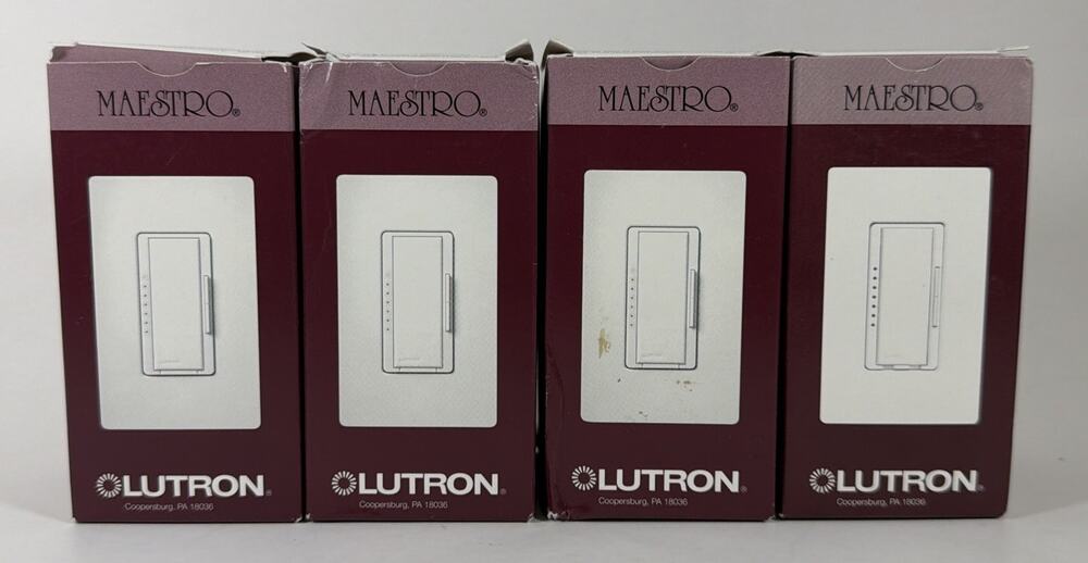 Lot of 4 Lutron Maestro 600W Multi-Location Dimmers MA-600-WH New - Read